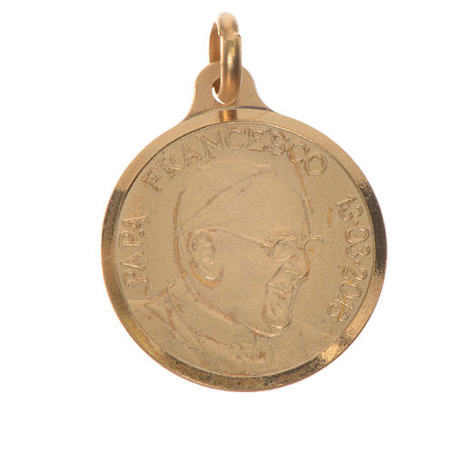 Medalla de Papa Francisco en plata 800 dorada, 16mm 1