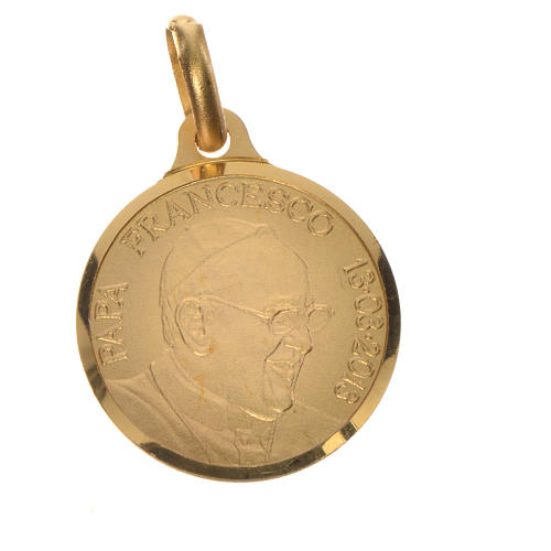 Medalik Papież Franciszek 18 mm srebro 800 złocony 1