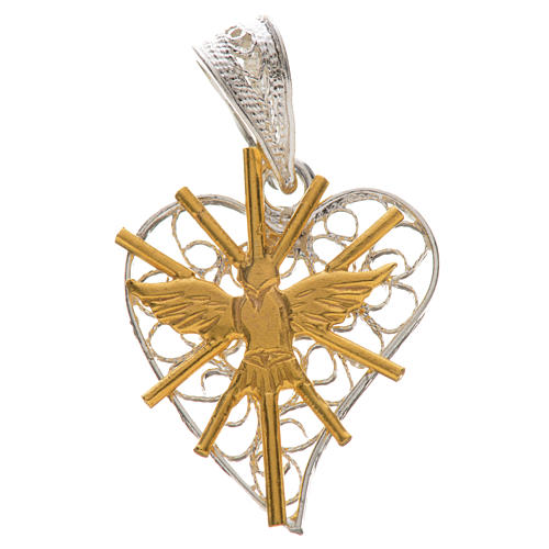 Pendant with filigree heart, Holy Spirit in 800 silver 1