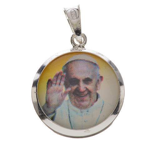 Pendentif médaille image Pape François argent 800 1