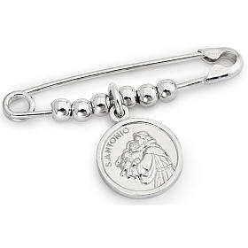 Amen safety pin with Saint Anthony in sterling silver