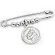 Amen safety pin with Saint Anthony in sterling silver s1
