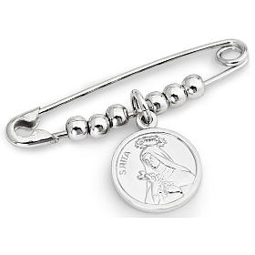 Amen safety pin with Saint Rita in sterling silver