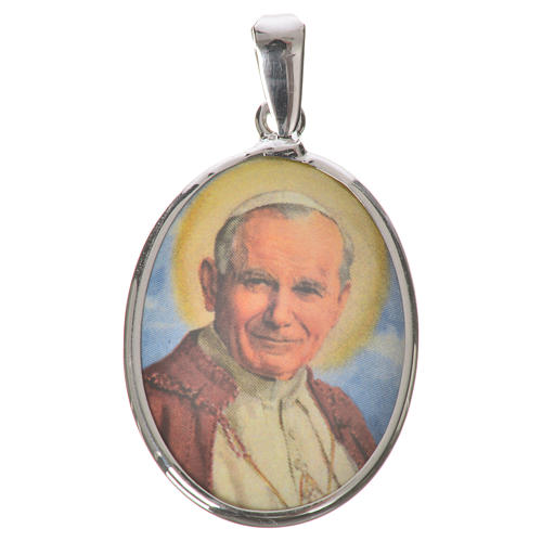Medalha oval prata 27 mm João Paulo II 1