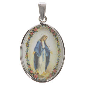 Medalla ovalada de plata, 27mm Nuestra Señora Milagrosa