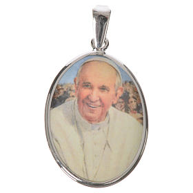 Médaille ovale argent 27mm Pape François