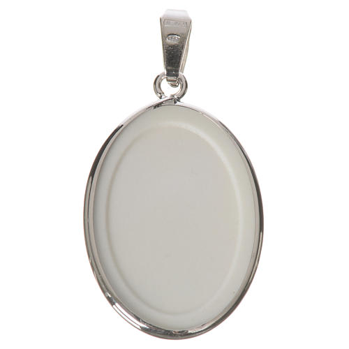 Medalha oval prata 27 mm Lourdes 2