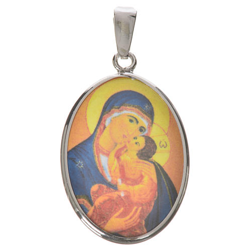 Medalik owalny Włodzimierska Ikona Matki Bożej 27 mm srebro 1