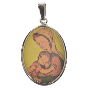 Medalik owalny Matka Boża 27 mm srebro