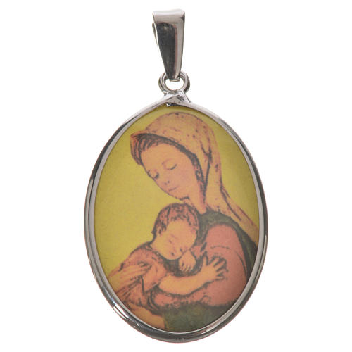 Medalik owalny Matka Boża 27 mm srebro 1