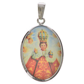 Medaglia ovale arg. 27 mm Gesù Bambino Praga