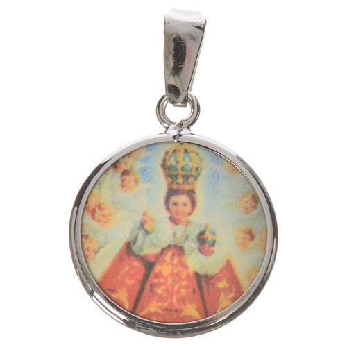 Medalla redonda de plata, 18mm Niño Jesús de Praga 1