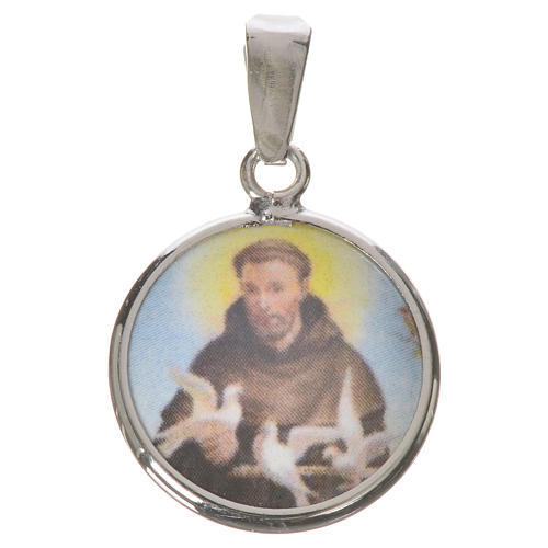 Round medal in silver, 18mm Saint Francis 1