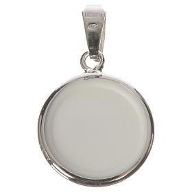 Pingentes, Cruzes, Broches, Correntes: Medalha redonda prata 18 mm anjos flores