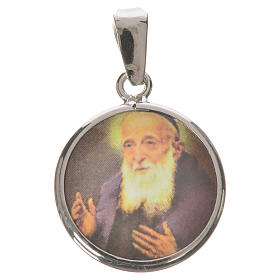 Medalha redonda prata 18 mm Padre Leopoldo