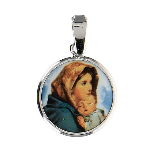 Round medal in silver, 18mm Our Lady by Ferruzzi 1
