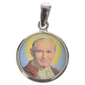 Medalla redonda de plata, 18mm Juan Pablo II