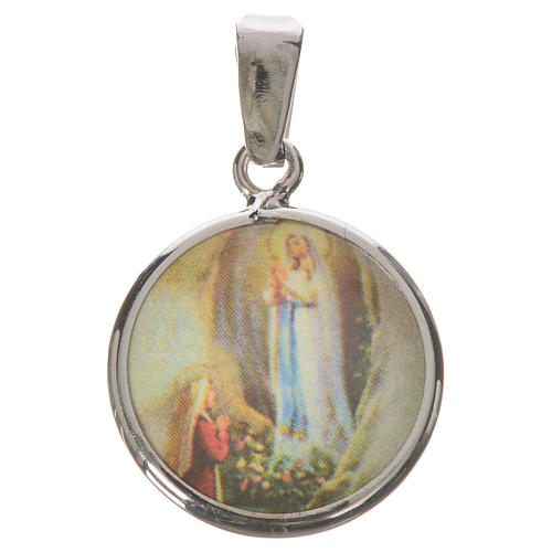Medalik okrągły Lourdes 18 mm srebro 1