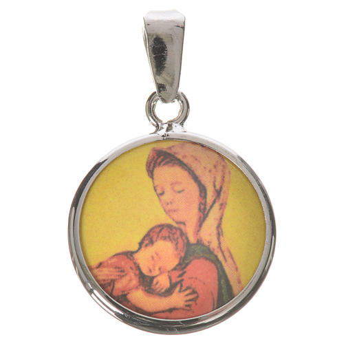Medalik okrągły Matka Boska 18 mm srebro 1
