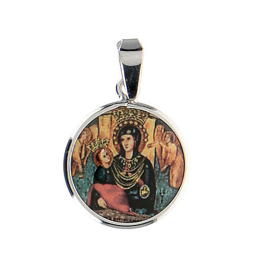 Medalla redonda de plata, 18mm Nuestra Señora del Divino Amor 1