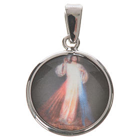 Medalik okrągły Jezus Miłosierny 18 mm srebro