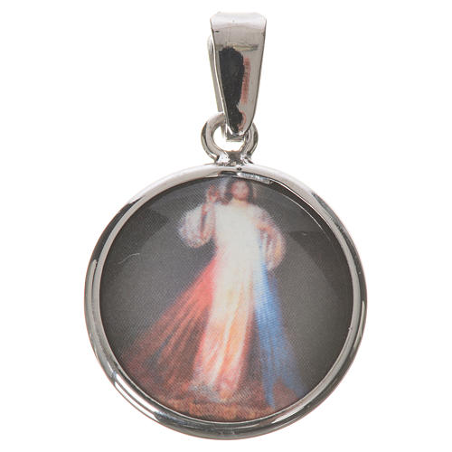 Round medal in silver, 18mm Merciful Jesus 1