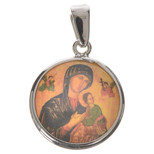 Medalla redonda de plata, 18mm Virgen del Perpetuo Socorro 1