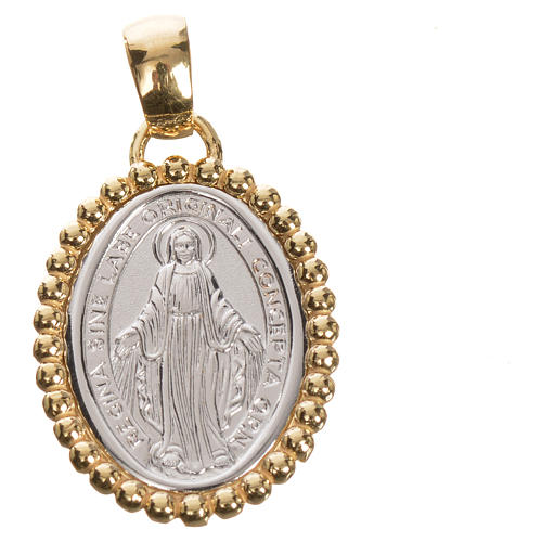 Medalik Cudowna Madonna złoto 750/00 białe brzeg żółte 2.69g 3