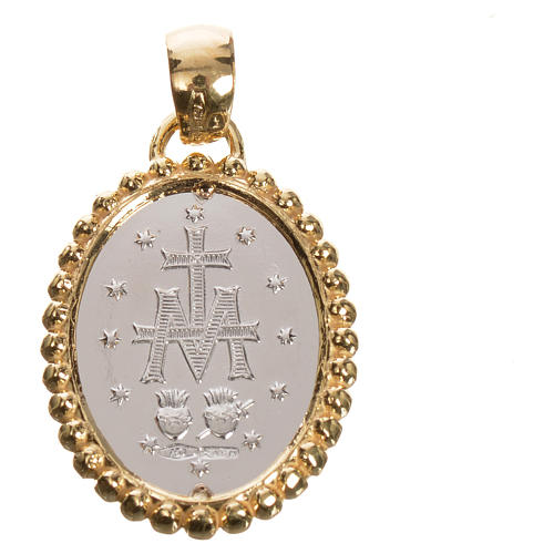 Medalik Cudowna Madonna złoto 750/00 białe brzeg żółte 2.69g 4
