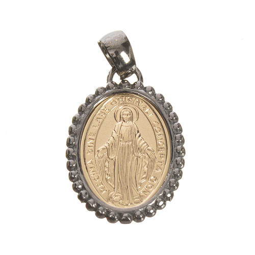 Miraculous medal in 750 gold with dark outline 2.74gr 1