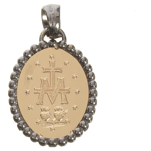 Miraculous medal in 750 gold with dark outline 2.74gr 2