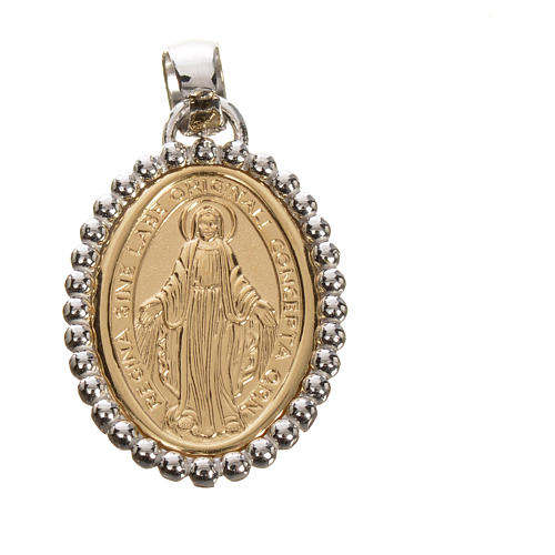 Miraculous medal in 750 gold with white outline 2.67gr 3