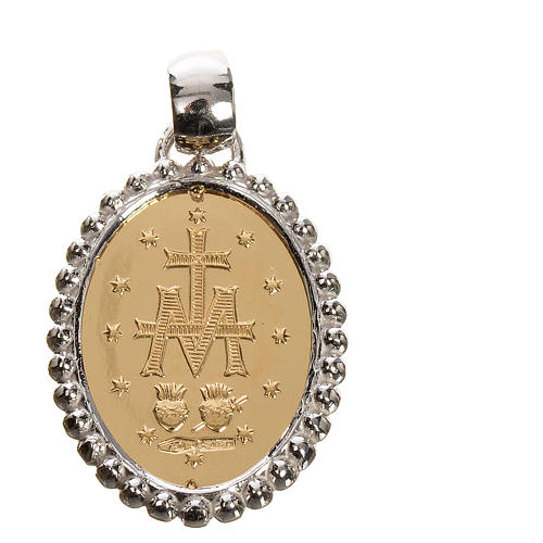 Miraculous medal in 750 gold with white outline 2.67gr 2