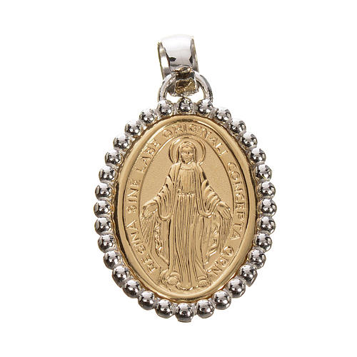 Miraculous medal in 750 gold with white outline 2.67gr 1