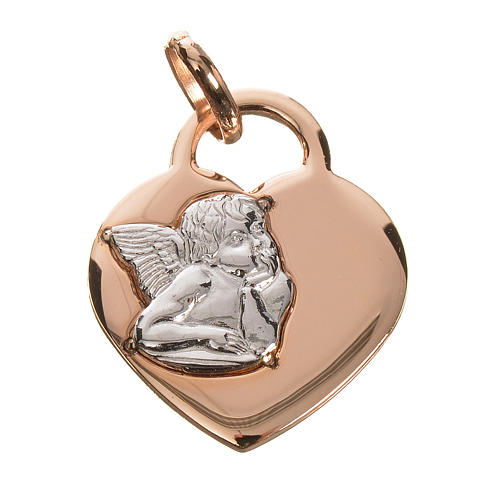 Heart pendant with angel in 750 red gold 2.02gr 1