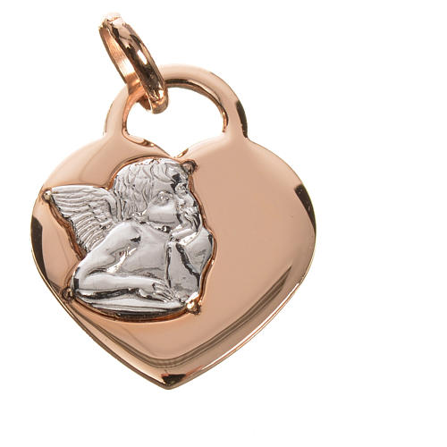 Heart pendant with angel in 750 red gold 2.02gr 3