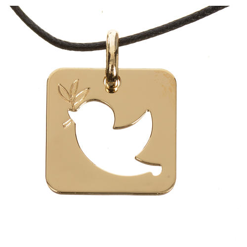 Pendant with peace dove in perforated 750 yellow gold 2.27gr 1