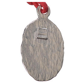 Medalla bicolor de Lourdes con hilo rojo, Plata 800