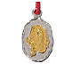 Bi-coloured Lourdes medal in silver with red cord s1