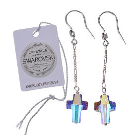 Boucles d'oreilles argent 925 croix strass blanc