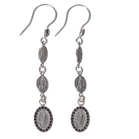 Earrings in 925 silver and black strass, Lourdes