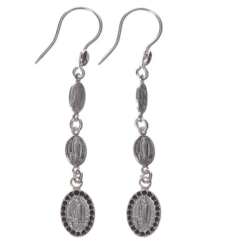 Earrings in 925 silver and black strass, Lourdes 1