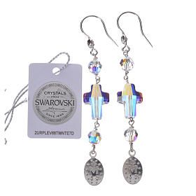 Earrings in 925 silver with Miraculous Medal image, white