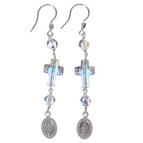 Earrings in 925 silver with Miraculous Medal image, white