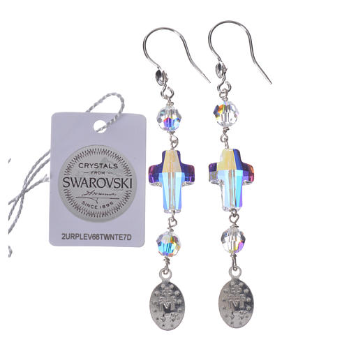Earrings in 925 silver with Miraculous Medal image, white 2