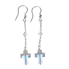 Ohrringe silber 925 strass Kreuz und Perle