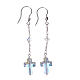 Earrings in 925 silver with cross and white strass s1
