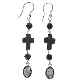 Earrings with cross and Miraculous Medal made of 925 silver
