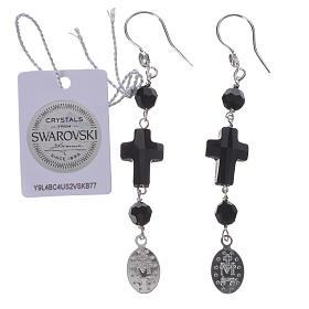 Earrings with cross and Miraculous Medal made of 925 silver