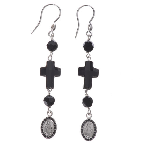 Earrings with cross and Miraculous Medal made of 925 silver 1